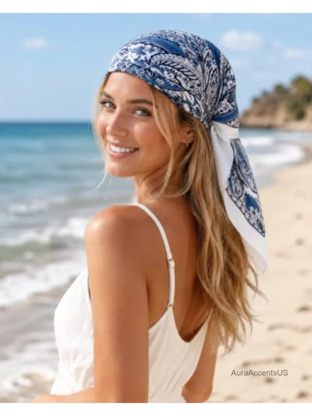 27.5 inch Square Head Scarf Silk Feel Polyester Hair Wrapping Neck Scarf Bandana
